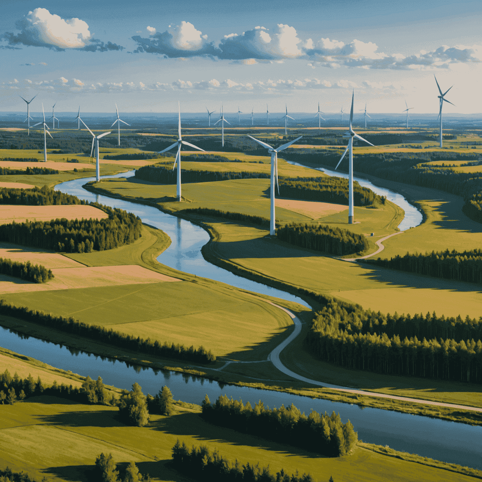 Wind turbines on a Canadian landscape, showcasing the country's wind energy potential