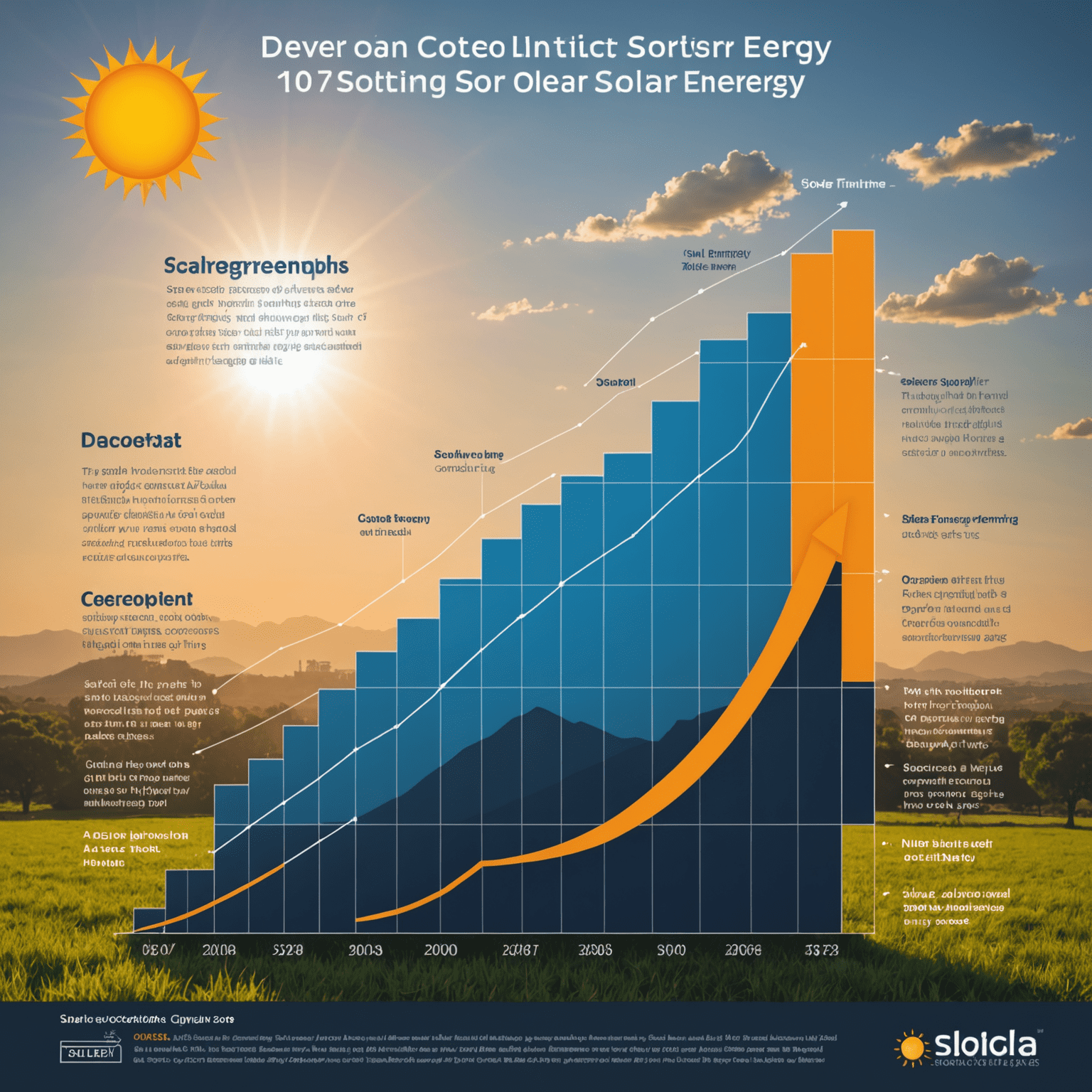 A graph showing the declining costs of solar energy over time, with projections into the future. The graph demonstrates how solar is becoming increasingly competitive with traditional energy sources.