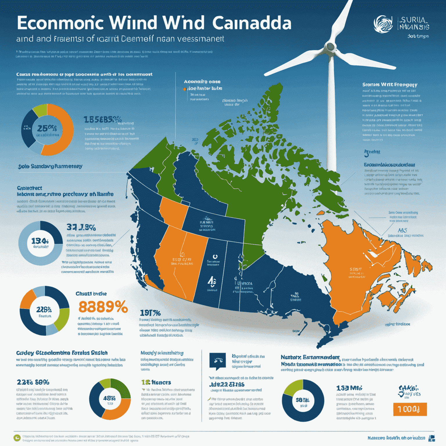 Infographic showing the economic benefits of wind energy in Canada, including job creation and investment figures